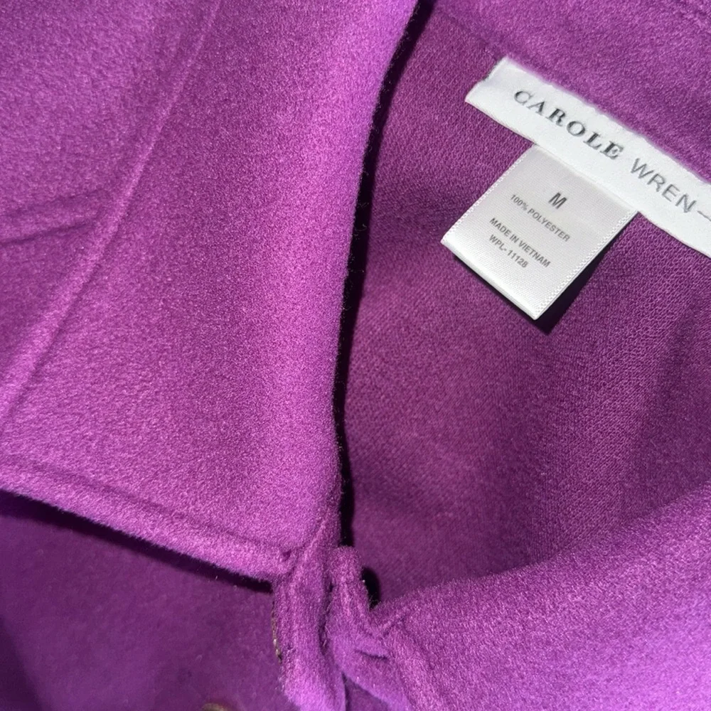 NWOT Carole Wren Purple 3/4 Sleeve Crop Tailored Jacket Coat Embellished Button